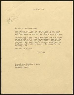 [Letter from Isaac H. Kempner to Dr. and Mrs. Abreu, April 13, 1964]