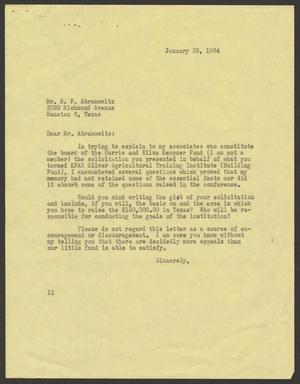 [Letter from Isaac H. Kempner to N. F. Abramowitz, January 29, 1964]