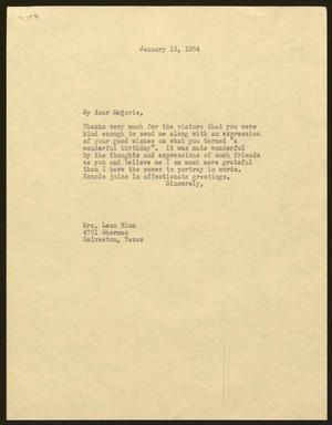 [Letter from I. H. Kempner to Mrs. Leon Blum, January 15, 1964]