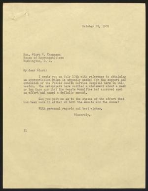 [Letter from Isaac H. Kempner to Clark W. Thompson, October 28, 1963]
