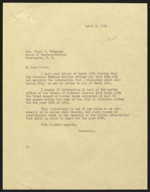 [Letter from Isaac H. Kempner to Clark W. Thompson, April 3, 1963]