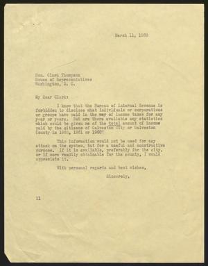 [Letter from Isaac H. Kempner to Clark Thompson, March 11, 1963]