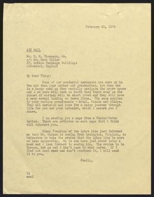 [Letter from Isaac H. Kempner to E. R. Thompson, Jr., February 20, 1963]
