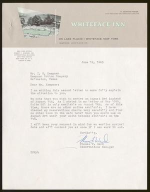 [Letter from Thomas F. Ward to Isaac H. Kempner, June 18, 1963]