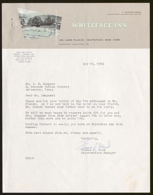 [Letter from Thomas F. Ward to Isaac H. Kempner, May 10, 1963]