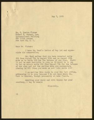[Letter from Isaac H. Kempner to F. burton Fisher}, May 7, 1963]