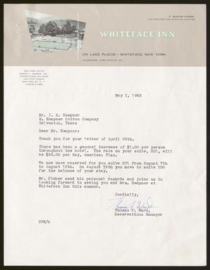 [Letter from Thomas F. Ward to Isaac H. Kempner, May 1, 1963]