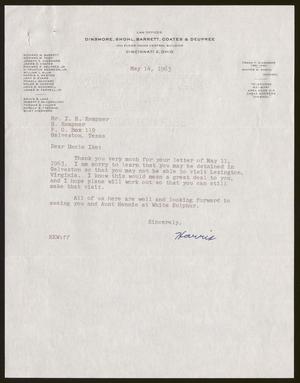 Primary view of object titled '[Letter from Harris K. Weston to Isaac H. Kempner, May 14, 1963]'.