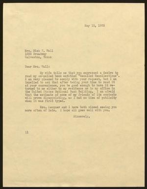 [Letter from Isaac H. Kempner to Dick P. Wall, May 15, 1963]