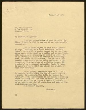[Letter from Isaac H. Kempner to Joe Weingarten, January 12, 1963]