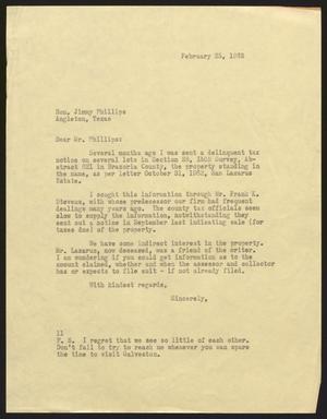 [Letter from Isaac H. Kempner to Jimmy Phillips, February 25, 1963]
