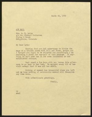 Primary view of object titled '[Letter from Isaac H. Kempner to Lyda Quinn, March 25, 1963]'.