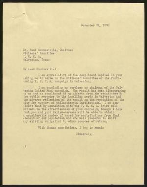 [Letter from Isaac H. Kempner to Paul Rounsaville, November 23, 1963]