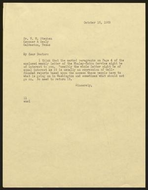 [Letter from Isaac H. Kempner to W. W. Stephen, October 16, 1963]