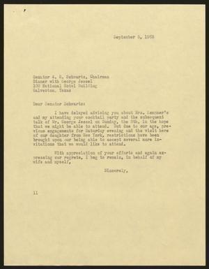 Primary view of object titled '[Letter from Isaac H. Kempner to A. R. Schwartz, September 5, 1963]'.