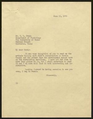 [Letter from Isaac H. Kempner to H. G. Swann, June 10, 1963]