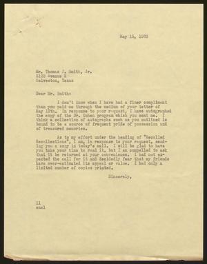 [Letter from Isaac H. Kempner to Thomas J. Smith, Jr., May 15, 1963]