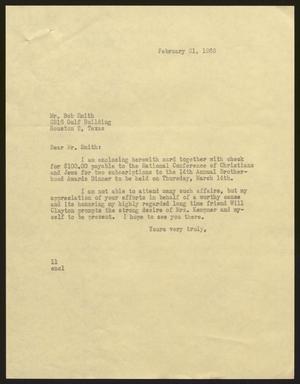 [Letter from Isaac H. Kempner to Bob Smith, February 21, 1963]