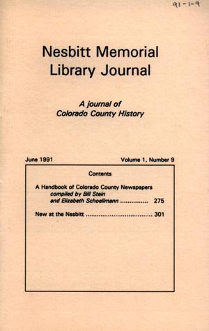 Nesbitt Memorial Library Journal, Volume 1, Number 9, June, 1991