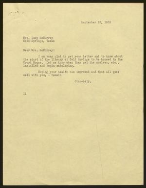 [Letter from Isaac H. Kempner to Lucy McMurrey, September 16, 1963]