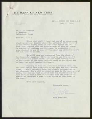 [Letter from W. Kennedy B. "Took" Middendorf to Isaac H. Kempner, July 2, 1963]