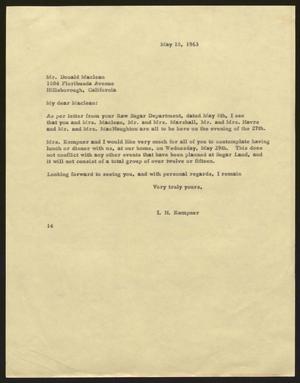 [Letter from Isaac H. Kempner to Donald Maclean, May 18, 1963 ]