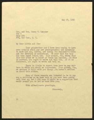 [Letter from Isaac H. Kempner to Libbie and Jim Kempner, May 27, 1963]