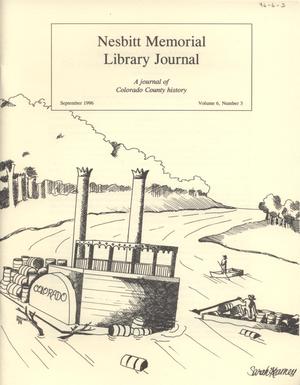 Primary view of object titled 'Nesbitt Memorial Library Journal, Volume 6, Number 3, September, 1996'.