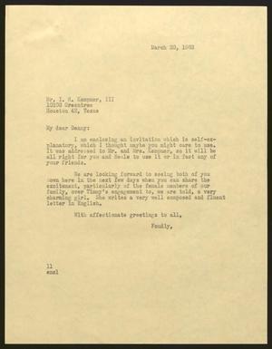[Letter from Isaac H. Kempner to Isaac H. Kempner, III, March 20, 1963]