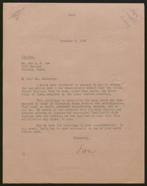 [Letter from Isaac H. Kempner to Sam D. W. Low, November 8, 1963]