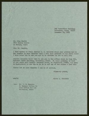 [Letter from Clark W. Thompson to King Capiti, December 19, 1963]