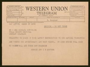 [Telegram from Henrietta and Isaac H. Kempner to Mr. and Mrs. Michael Gutterson, March 26, 1963]