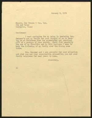 [Letter from Isaac H. Kempner to Joe Grasso & Son, Inc., January 3, 1963]