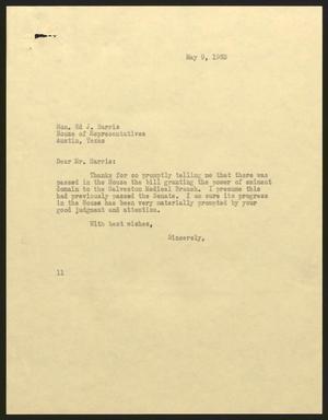 [Letter from Isaac H. Kempner to Ed J. Harris, May 9, 1963]