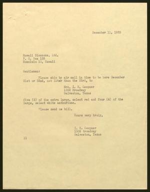 [Letter from Isaac H. Kempner to Hawaii Blossoms, Ltd, December 11, 1963]