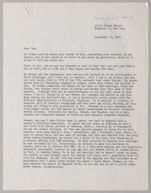 [Letter from Inge Honig to I. H. Kempner, September 16, 1963]