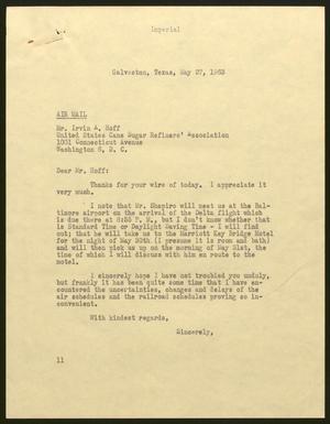[Letter from Isaac H. Kempner to Irvin A. Hoff, May 27, 1963]