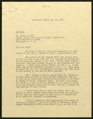 [Letter from Isaac H. Kempner to Irvin A. Hoff, May 21, 1963]