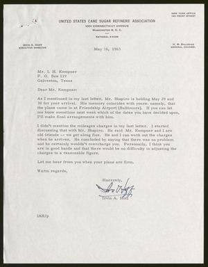 [Letter from Irvin A. Hoff to Isaac H. Kempner, May 16, 1963]
