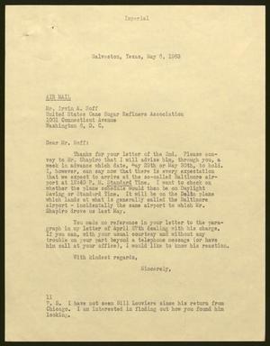 [Letter from Isaac H. Kempner to Irvin A. Hoff, May 6, 1963]