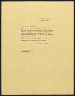 [Letter from Isaac H. Kempner to J. W. Hopkins, May 28, 1958]