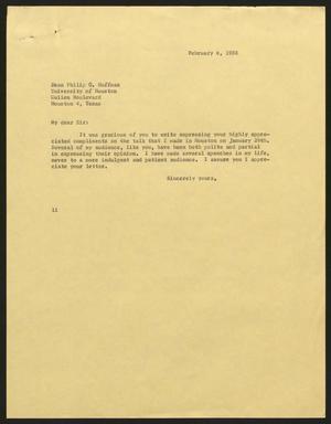 [Letter from Isaac H. Kempner to Dean Philip G. Hoffman, February 6, 1958]