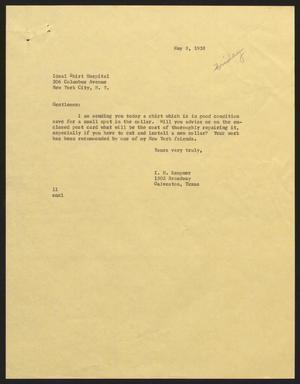 [Letter from Isaac H. Kempner to Ideal Shirt Hospital, May 8, 1958]