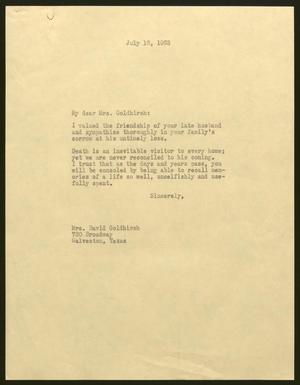 [Letter to Mrs. Goldhirsh, July 16, 1963]
