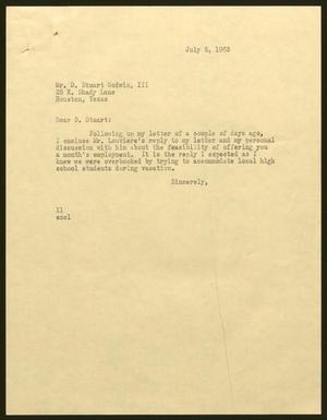 [Letter from Isaac H. Kempner to D. Stuart Godwin, III, July 5, 1963]