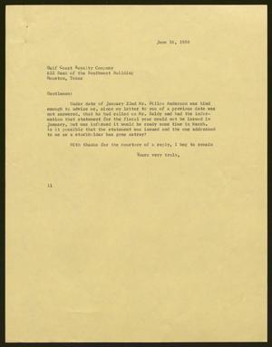 [Letter from Isaac H. Kempner to Gulf Coast Royalty Company, June 16, 1958]