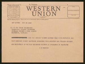 [Telegram from I. H. Kempner to Mr. and Mrs. Erich Goldberger - November 22, 1946]