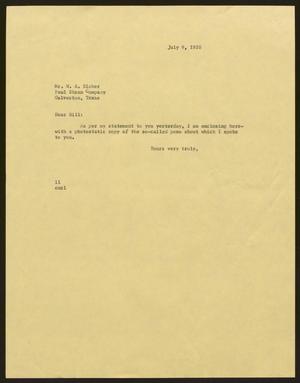 [Letter from Isaac H. Kempner to W. A. Eicher, July 9, 1958]
