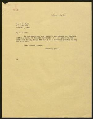 [Letter from Isaac H. Kempner to M. M. Feld, February 28, 1958]