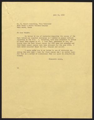 [Letter from Isaac H. Kempner to R. Wright Armstrong, July 11, 1958]
